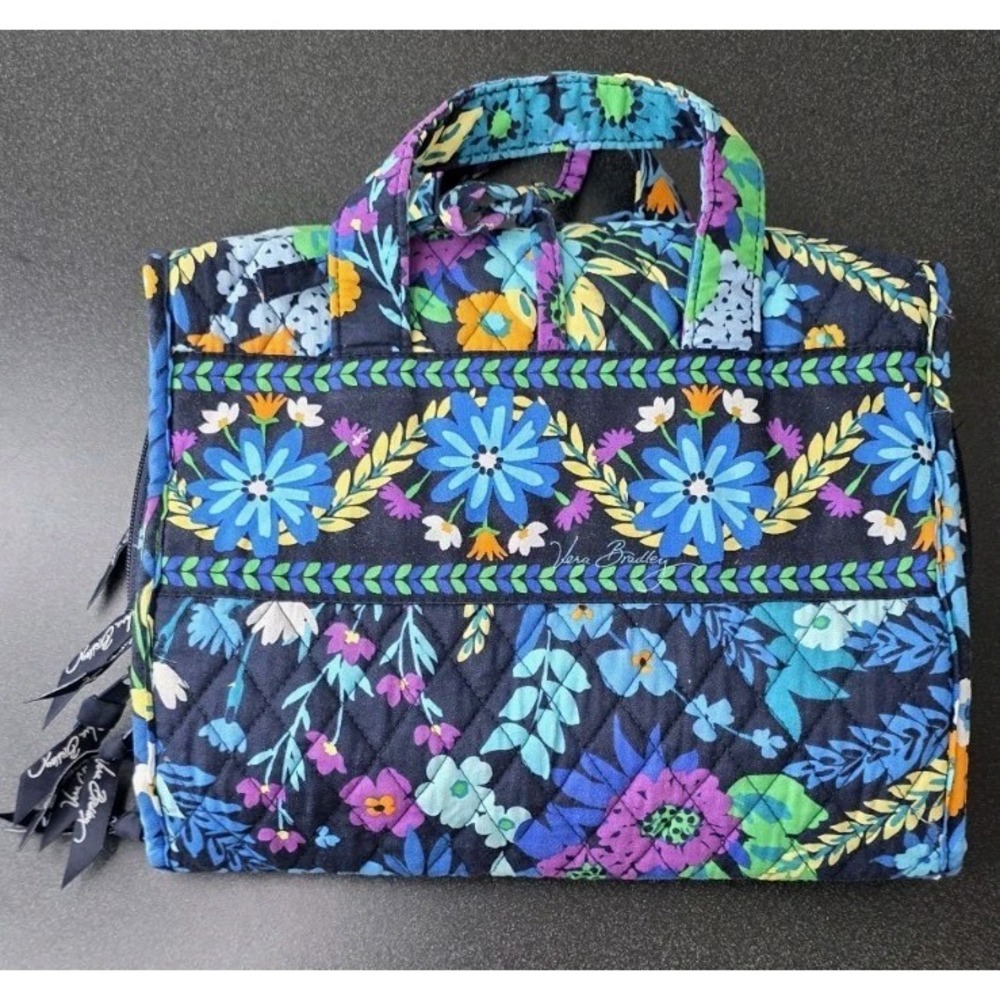 Vera Bradley Make Up Travel Bag Accessories Hanging Toiletry Cosmetics Midnight